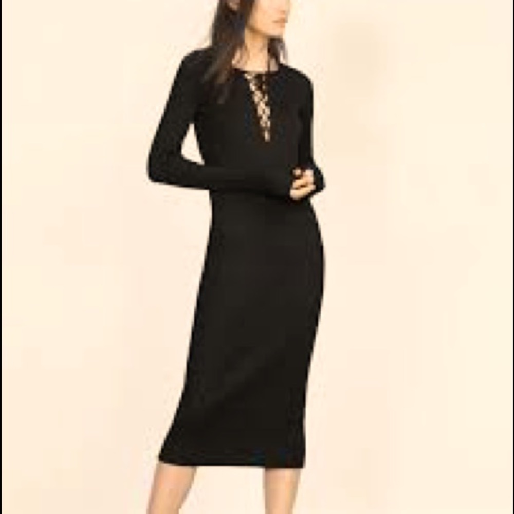 ZARA Black Midi Knit Dress S